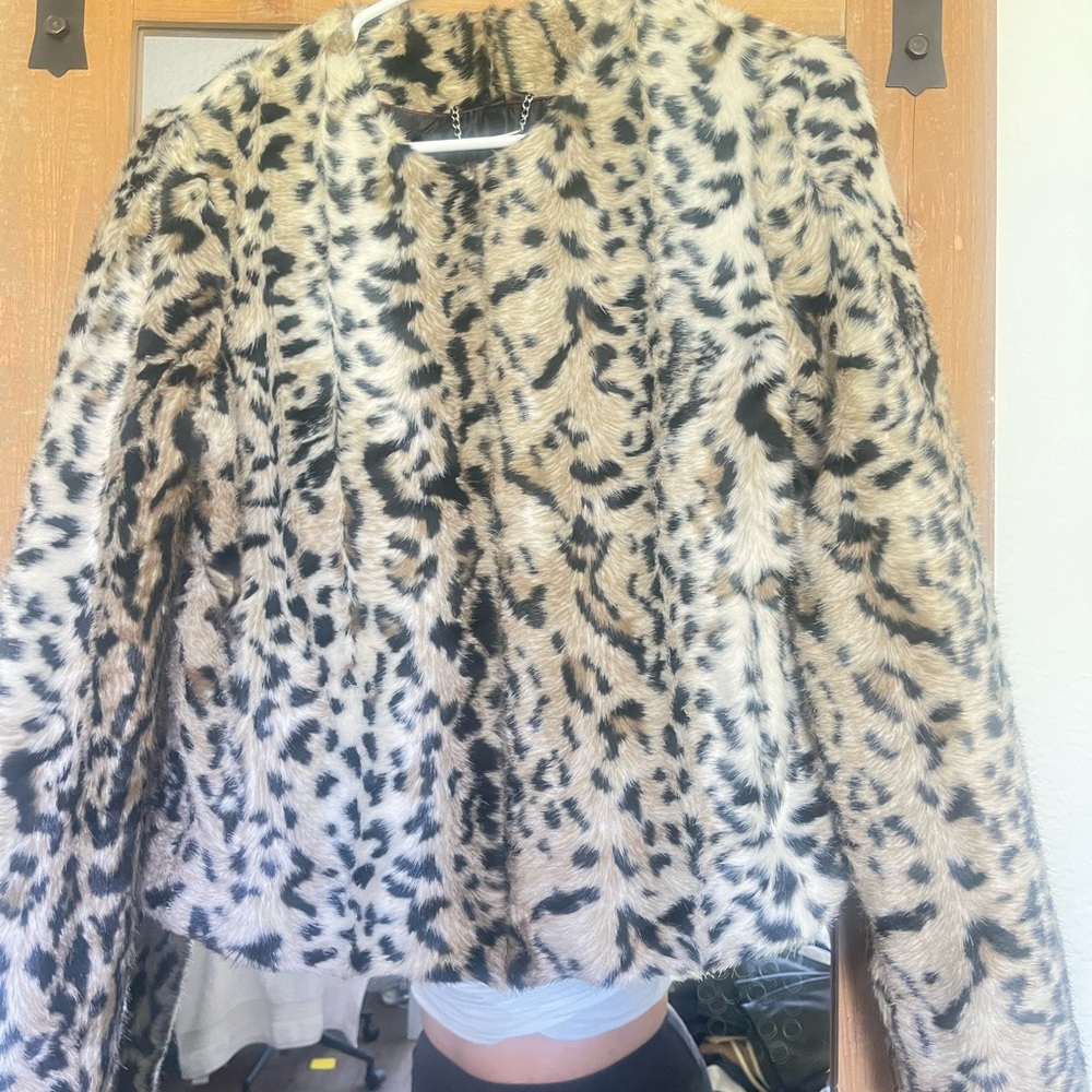 Leopard Print Faux Fur Jacket